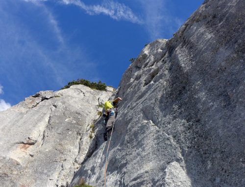 Steinplatte S-Wand, „Wallfahrt“ (220m, 6b+)